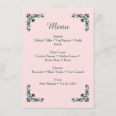 Zartes Erröten & Schiefergraues Blumen-Dinner-Menü Begleitkarte (Vorderseite)