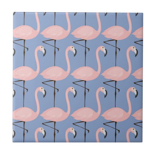 Zartes Flamingo-Muster Fliese (Vorderseite)