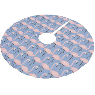 Zartes Flamingo-Muster Polyester Weihnachtsbaumdecke