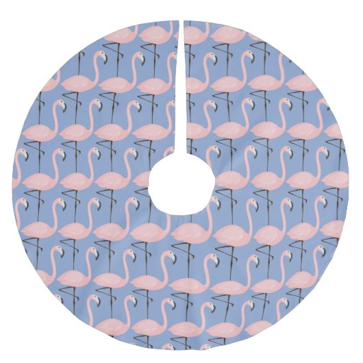 Zartes Flamingo-Muster Polyester Weihnachtsbaumdecke (Vorderseite)