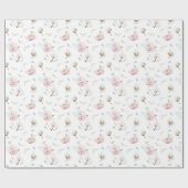 Zartes Floral & Baumwolle Geschenkpapier (Flach)