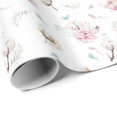 Zartes Floral & Baumwolle Geschenkpapier (Rolleneckpunkt)