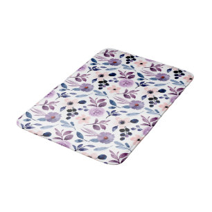 Zartes florales Design mit navyblauen Lavendelblät Badematte