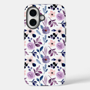 Zartes florales Design mit navyblauen Lavendelblät iPhone 16 Hülle
