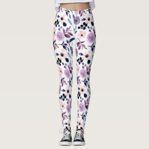 Zartes florales Design mit navyblauen Lavendelblät Leggings