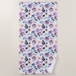 Zartes florales Design mit navyblauen Lavendelblät Strandtuch