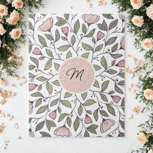 Zartes florales individuelles Monogramm Puzzle