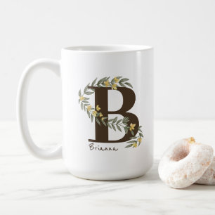 Zartes florales Monogramm Gelb ID1332 Kaffeetasse