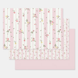 Zartes, florales Muster rosa Wrapping Paper Set Geschenkpapier Set
