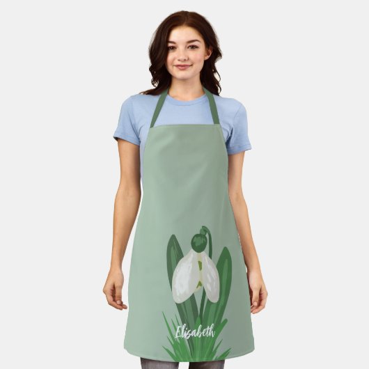 Zartes Frühlings-Schneeglöckchen-Blume Schürze (Getragen)