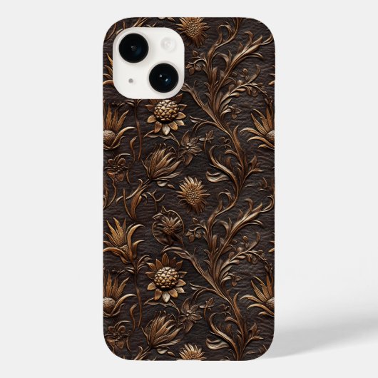 Zartes gegrabenes Leder Look Brown Thistle Case-Mate iPhone Hülle (Rückseite)