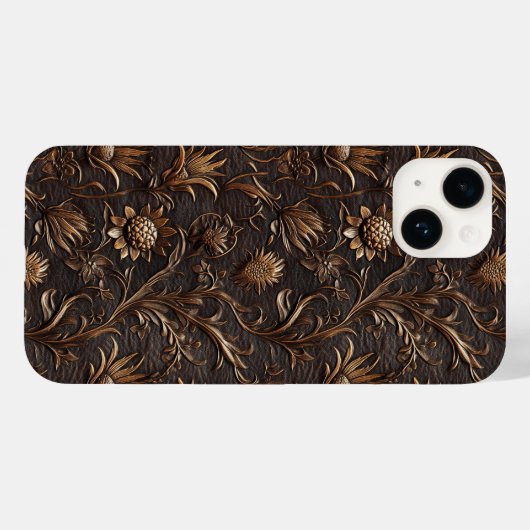 Zartes gegrabenes Leder Look Brown Thistle Case-Mate iPhone Hülle (Rückseite (Horizontal))