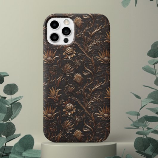 Zartes gegrabenes Leder Look Brown Thistle Case-Mate iPhone Hülle