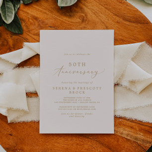 Zartes Gold und Creme 50. Hochzeitstag Einladung