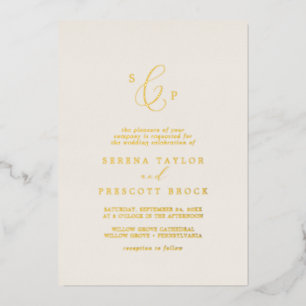 Zartes Goldfolie   Elfenbein Formale Monogramm-Hoc Folieneinladung