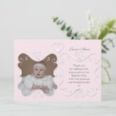 Zartes Herz-Foto danken Ihnen rosa Dankeskarte (Stehend Vorderseite)