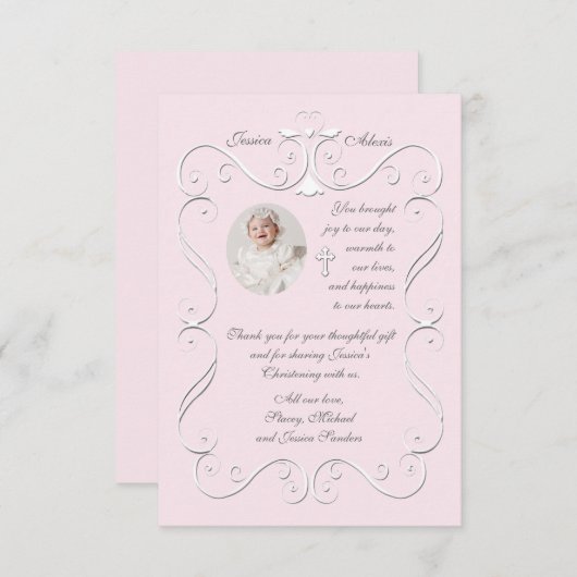 Zartes Herz-Rosa-religiöses Foto danken Ihnen Dankeskarte (Vorne/Hinten)