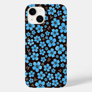 Zartes Himmelblaues Blumen-Chintz-Muster Schwarzes Case-Mate iPhone 14 Hülle