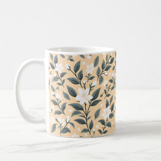 Zartes Jasmin-Blumenmuster Kaffeetasse (Links)