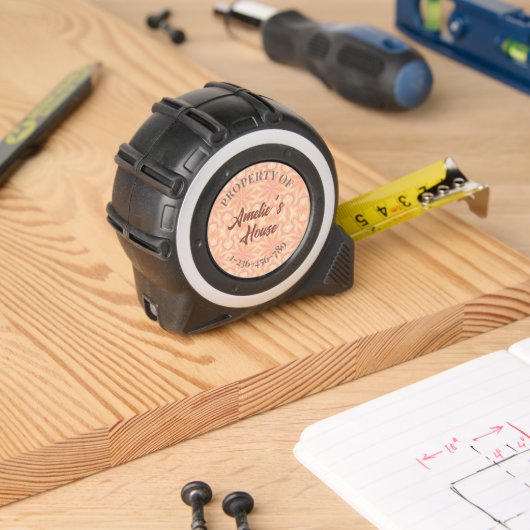 Zartes Kaleidoskop, rosa gelbes Muster Maßband (Holzbau)