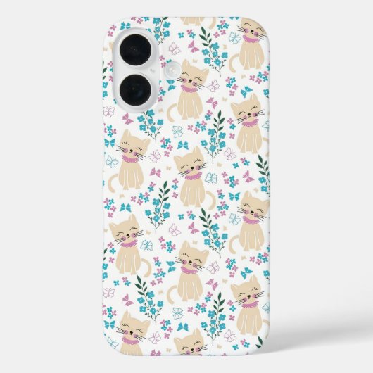 Zartes Kätzchen und botanisches Doodle Case-Mate iPhone Hülle (Rückseite)