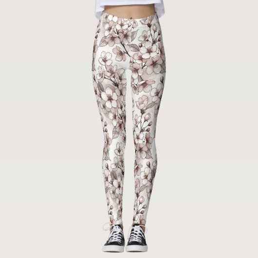 Zartes Kirschblüten-Design Leggings (Vorderseite)