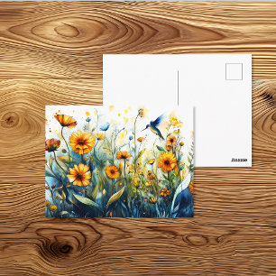 Zartes Kolibri-Garten-Aquarell Postkarte