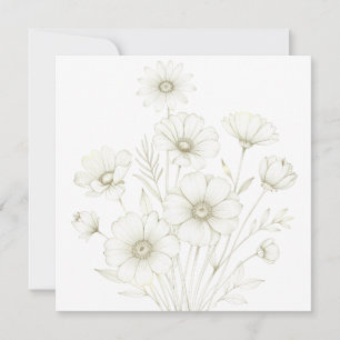 Zartes Kosmos-Blumenstrauß-Linienkunst Grazie Einladung