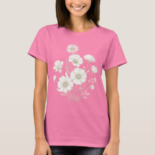 Zartes Kosmos-Blumenstrauß-Linienkunst Grazie T-Shirt