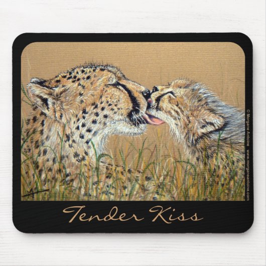 Zartes Kusscheetah-Baby u. Mama mousepad (Vorne)