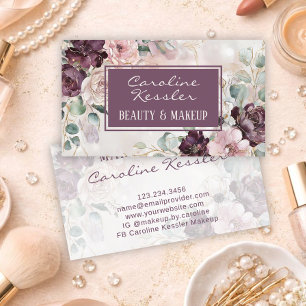 Zartes lila rosafarbenes Pastellgrün Floral Visitenkarte