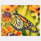 Zartes Monarch Butterfly Bloom Design Fleecedecke (Vorderseite (Horizontal))