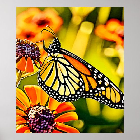 Zartes Monarch Butterfly Bloom Design Poster (Vorne)