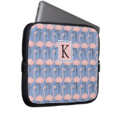 Zartes Monogramm des Flamingo-Muster-| Laptopschutzhülle (Vorne Rechts)