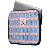 Zartes Monogramm des Flamingo-Muster-| Laptopschutzhülle (Vorderseite Links)