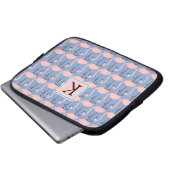 Zartes Monogramm des Flamingo-Muster-| Laptopschutzhülle (Vorne Knopf)