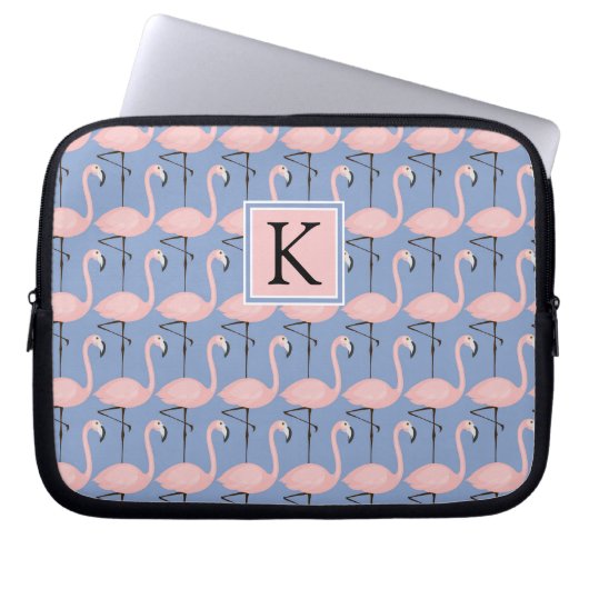 Zartes Monogramm des Flamingo-Muster-| Laptopschutzhülle (Vorderseite)
