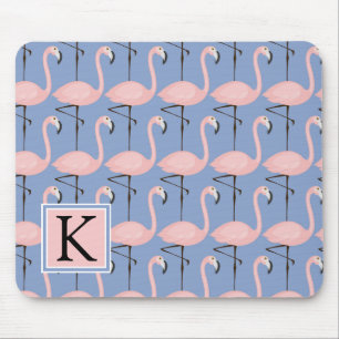 Zartes Monogramm des Flamingo-Muster-  Mousepad