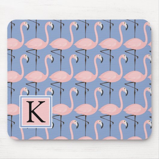 Zartes Monogramm des Flamingo-Muster-| Mousepad (Vorne)