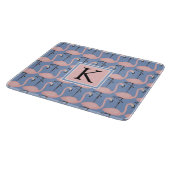 Zartes Monogramm des Flamingo-Muster-| Schneidebrett (Ecke)