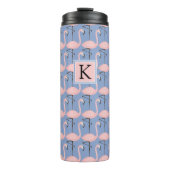 Zartes Monogramm des Flamingo-Muster-| Thermosbecher (Vorderseite)