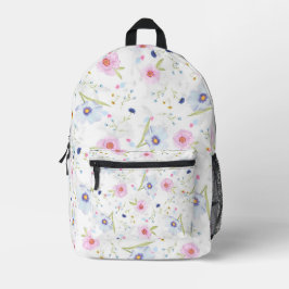 Zartes Pastell-Aquarell-Wildblumenmuster Bedruckter Rucksack