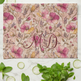 Zartes Pastell-Patchwork-Blumenmuster Geschirrtuch