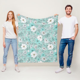 Zartes Pastell-Wildblumen-Minz-Blumenmuster Fleecedecke