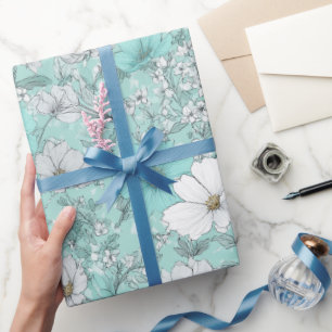 Zartes Pastell-Wildblumen-Minz-Blumenmuster Geschenkpapier
