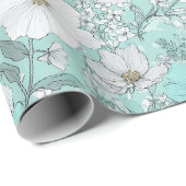 Zartes Pastell-Wildblumen-Minz-Blumenmuster Geschenkpapier (Rolleneckpunkt)