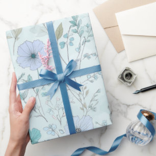 Zartes Pastell-Wildblumen-Minz-Blumenmuster Geschenkpapier