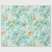 Zartes Pastell-Wildblumen-Minz-Blumenmuster Geschenkpapier (Flach)