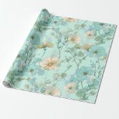 Zartes Pastell-Wildblumen-Minz-Blumenmuster Geschenkpapier (Ungerollt)