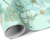 Zartes Pastell-Wildblumen-Minz-Blumenmuster Geschenkpapier (Rolleneckpunkt)